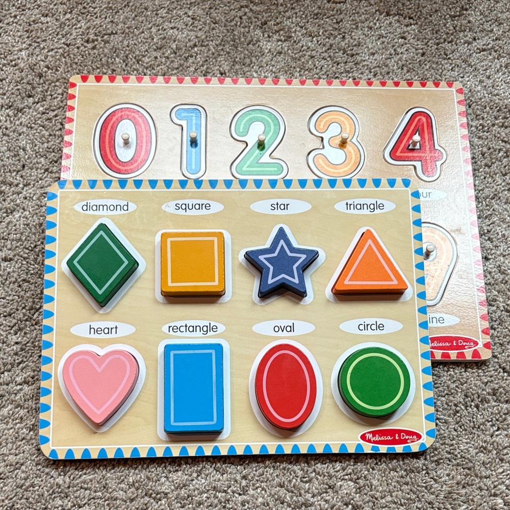 Set of 2 Melissa & Doug Colorful Shape and Number Puzzles